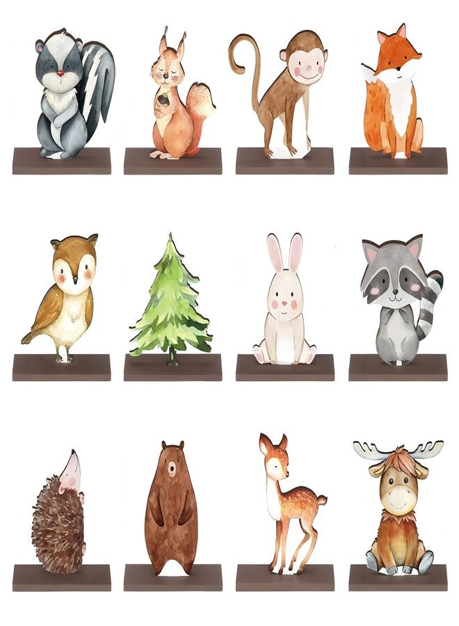 DAECHAO 12 Pack Woodland Animals Baby Shower Decorations, Kid Forest Happy Birthday Decoration Centerpieces for Tables Woodland Nursery Animal Decor Home Office Farmhouse (CUTE2) - Image 1